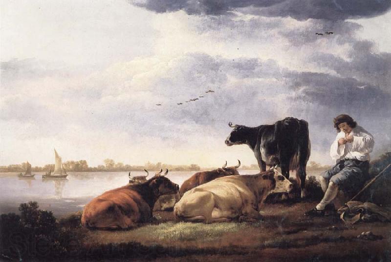 Aelbert Cuyp Cows and Herdsman by a River Norge oil painting art